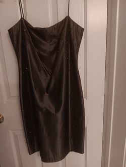 Satin Grey Dress Sise 8 ,with Small Stone On It 