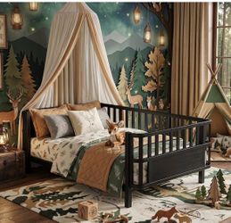 Black Kids twin-size bed / daybed with safety rails