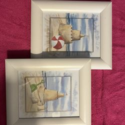 Summer Beach Framed Prints - Set of 2