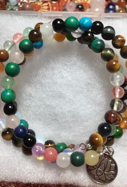 Mix gemstone wrap bracelet