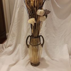 Stunning 13.5" Tall Gambaro & Poggi Murano Glass Vase W/ Gold Fleck & Double Handled, Signed & Dated - See Photos & Description