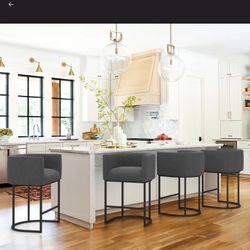 Charney 27” H Counter Height Bar Stools Grey Set Of 3