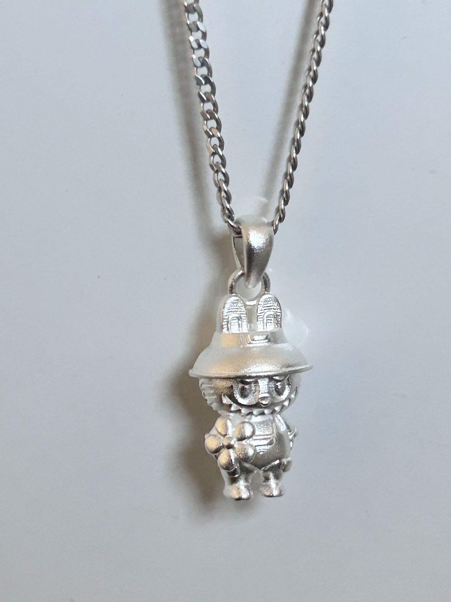 Sterling Silver 925 Labubu & Cuban Chain Set