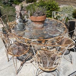 Antique Grape & Ivy Patio Table & 6 Chairs