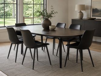 8 black modern dining chairs