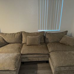 $300 Tan/Beige Couch And 2 Ottoman