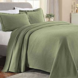 New Full Size Paisley 3 Piece Cotton Bedspread Set, Decor, Decorative BedSpread, Sage Green