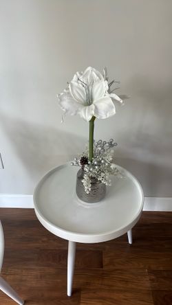 Artificial Flower In Silver Ceramic Vase/ Centerpiece 