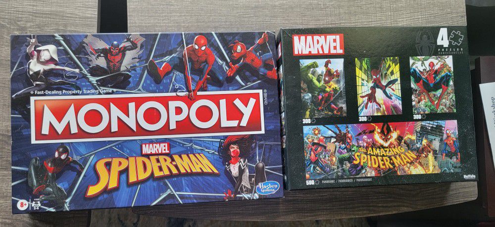 Spider-Man Board Game, Puzzle, Statue Bundle