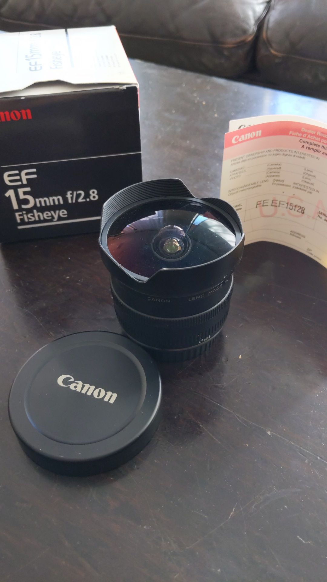 Canon FE EF15f28 15mm fish eye lens f2.8 Eos