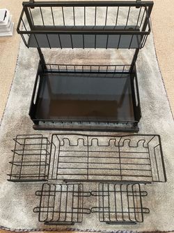 Black Metal Dish Drying Rack with Accessories