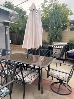 2 Glass Outdoor Tables W/Chairs- BEST OFFER