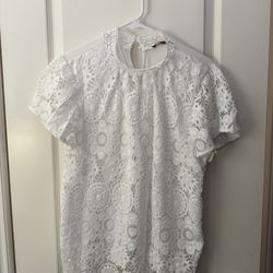 Women’s White Lace Crochet Top Large