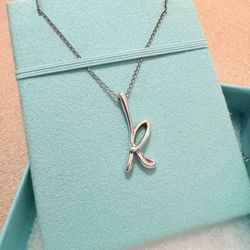 Authentic Tiffany & Co. Elsa Peretti Alphabet “K” Necklace – Sterling Silver + Box