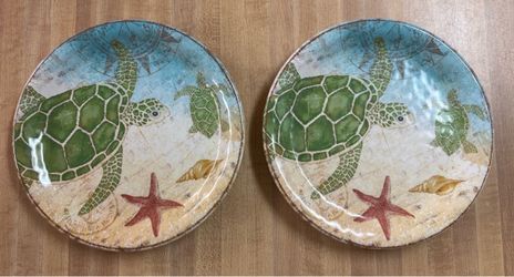 Pier 1 Sea Turtle Decorative Plates Set of 2