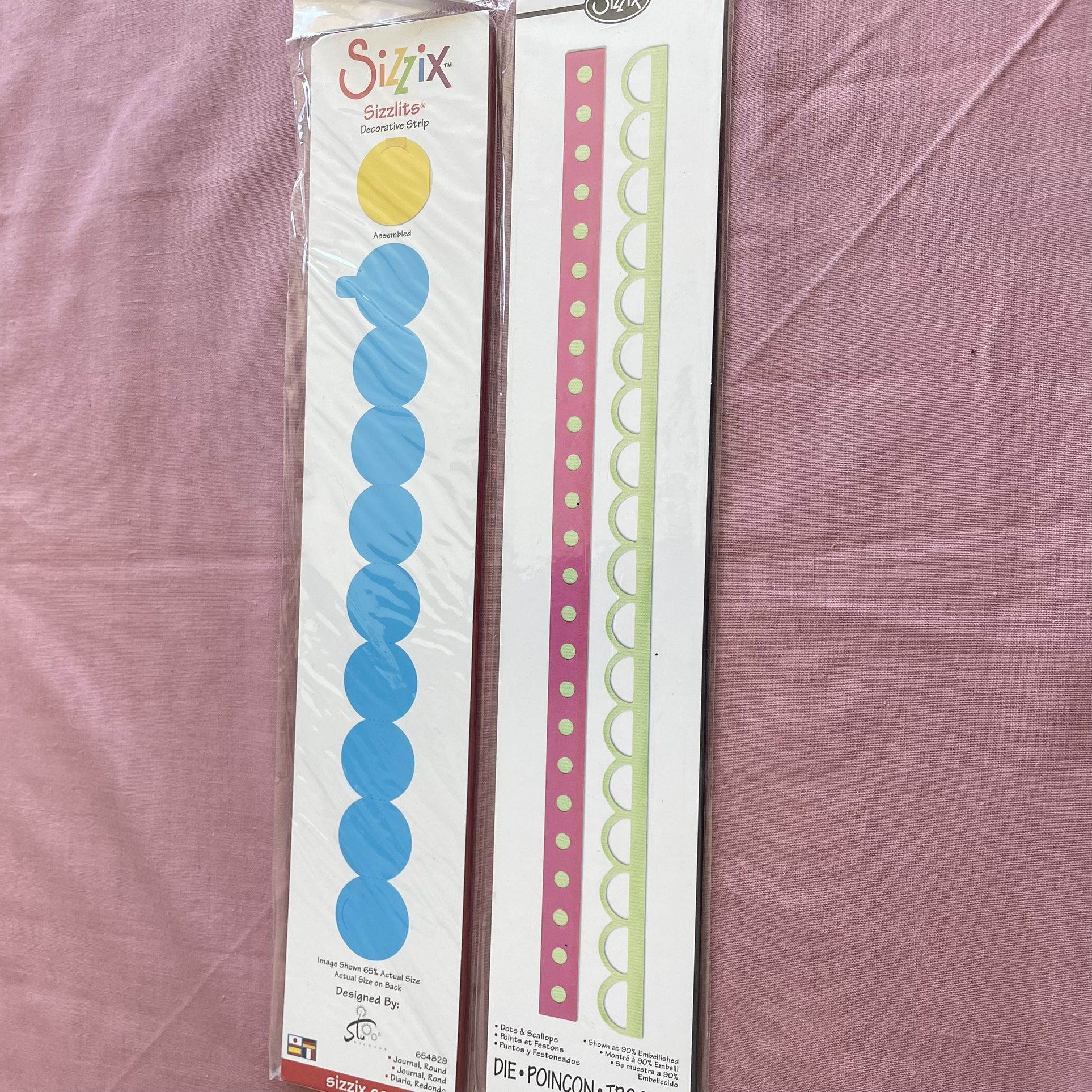 2 Sizzix Strip Dies Boarders Circles And Dots And Scallops