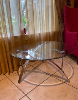 Chrome Glass Coffee Table 37" width but 18" height