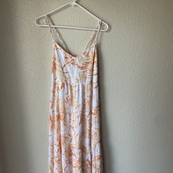 Brand new woman’s Abercrombie & Fitch brand orange floral tiered maxi dress up for sale 