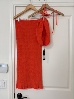 Susie Smocked Skirt Set - Orange Small