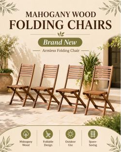 Brand New Mahogany Wood Folding Chairs