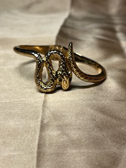 Aldo Gold-Tone Snake Serpent Hinged Bangle Bracelet Statement Jewelry