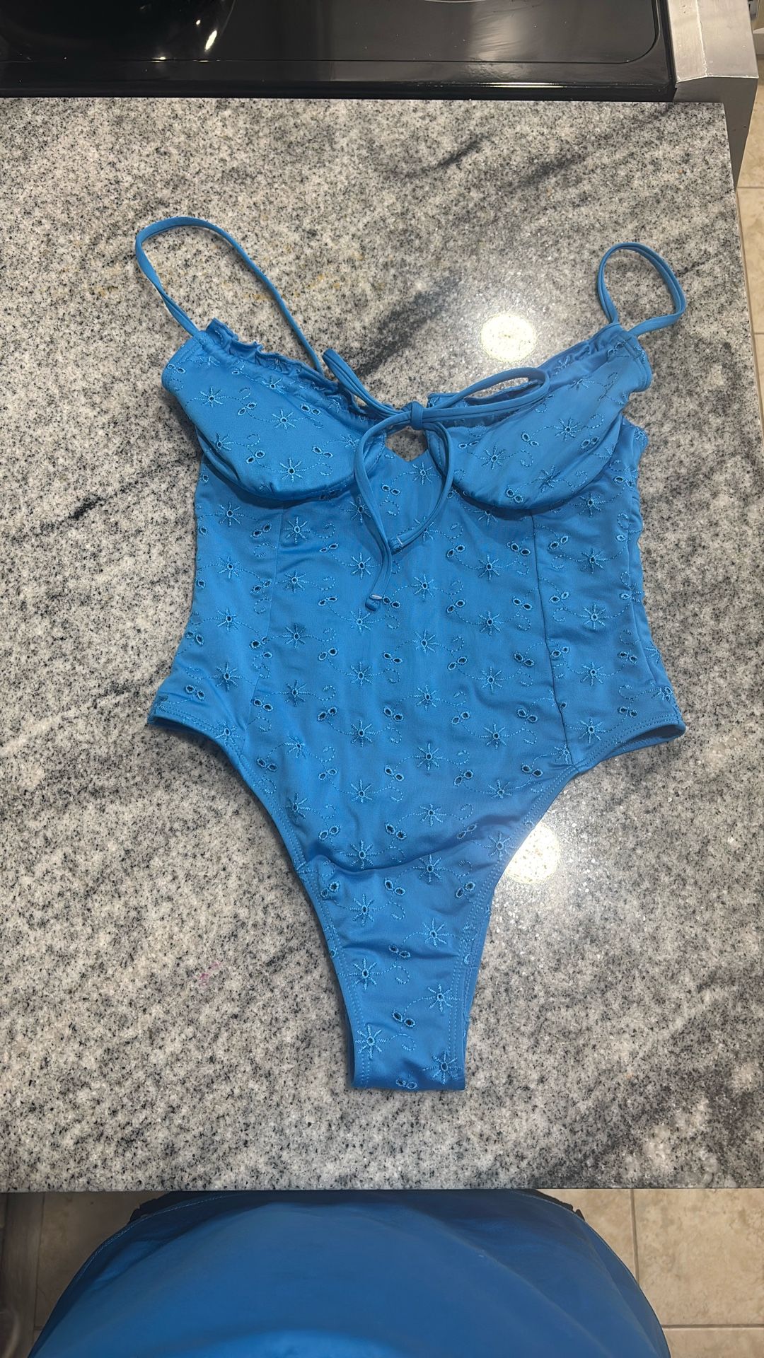 Blue Eyelet One-Piece Swimsuit – New Size XS 0-2