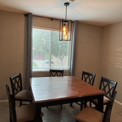 6 Chair Cherry Wood Kitchen Table & Butterfly Attachment