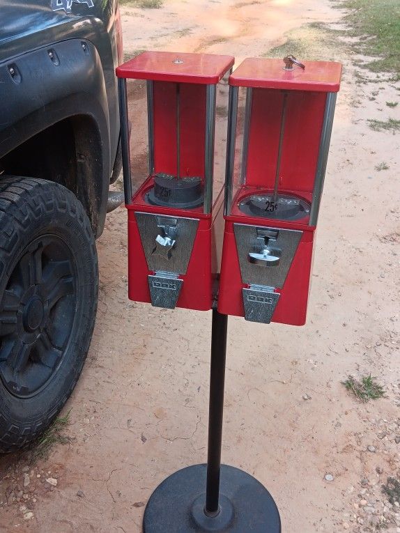 Vintage OAK Double Candy Machine With Keys