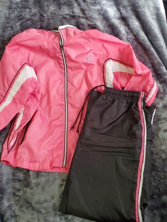 Wilson Windbreaker Swishy Warm Up Tracksuit (Jackets + Pants) (Women's Medium)