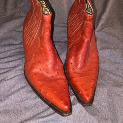 Botines Marrón Piel De Avestruz 