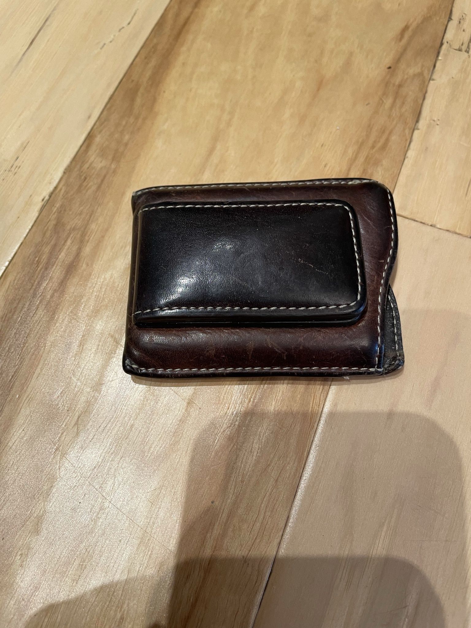 Mens Cole Haan Leather Credit Card Holder Wallet Money Clip