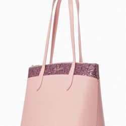NWT Stunning Kate Spade New York Flash Glitter Pink Tote Saffiano Leather  