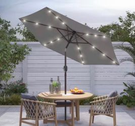 7.5 ft. Solar Lighted LED Patio Market Crank and Tilt Umbrellas
