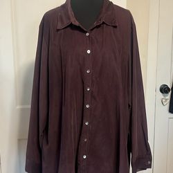 Maroon cotton button-down shirt