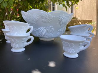 Vintage milk glass punch bowl