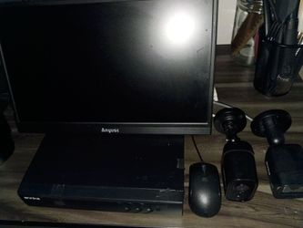 Annke Video DVR (includes; monitor, mouse, two cameras with wiring included and extra wires for additional cameras
