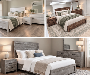 Brown, Grey or White  4-Pc Bedroom Set (T, F, QN, K sizes) - NEW marked 40%+ off retail