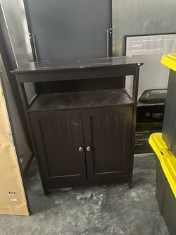 Dark Brown Wood Cabinet with Open Shelf