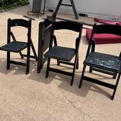 Wooden, Padded Folding Chairs - Set If 4