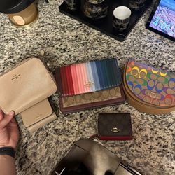 3 Authentic Coach Purses, And 2 Wallets