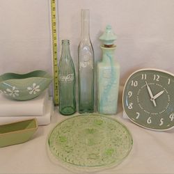 Vtg Light Green Home Decor Lot 
