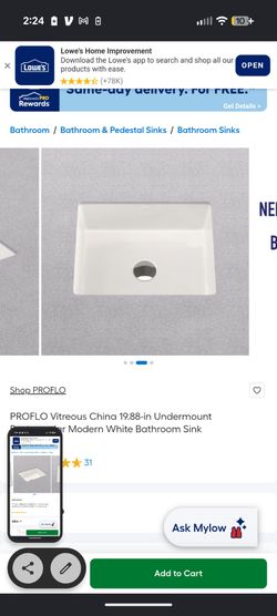 Brand new undermount sink PROFLO bathroom lavatory PF1713U Stedman 19-7/8" Rectangular Vitreous China basin w Overflow