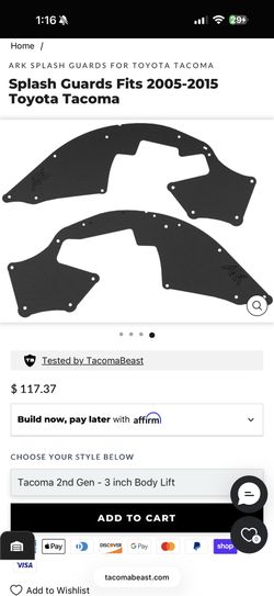 Tacoma splash guard