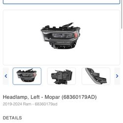 2019-2024 Ram 2500 Left Front Headlight Assembly
