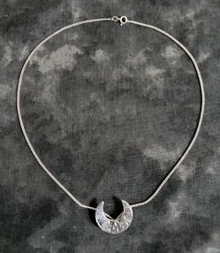 Sterling Silver 925 Italy 1.5mm Diamond Cut Curb Necklace Chain 8.82g & Vintage Crescent Pentacle Pentagram Pendant