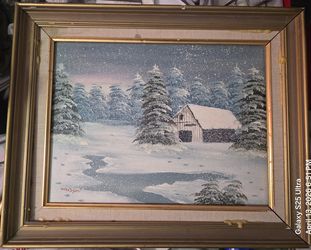 "Snowfall at Dawn" oil painting with certificate of authenticity