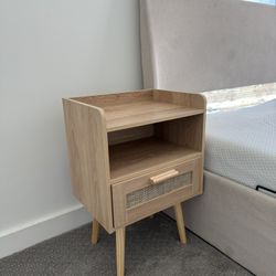 2 Nightstands with Drawer and Open Shelf