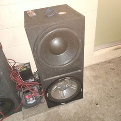 Subwoofers And Boxes 1 Square Dual 12s In Box Ported And 2 15s In Box Mis Match But Hit Hard DS18 Elite Z15 And Power Acoustic 