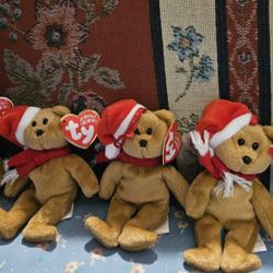 HOLIDAYS LOT OF 4 TY JINGLE BEANIES COLLECTION PLUSH TEDDY  BEAR  TOYS  