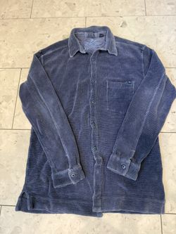 Tommy Bahama Men's Corduroy Button-Up Shirt Long Sleeve Blue Cotton Size L